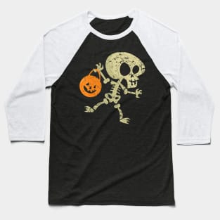 Halloween gifts for Boys Kids Dancing Skeleton Pumpkin Baseball T-Shirt